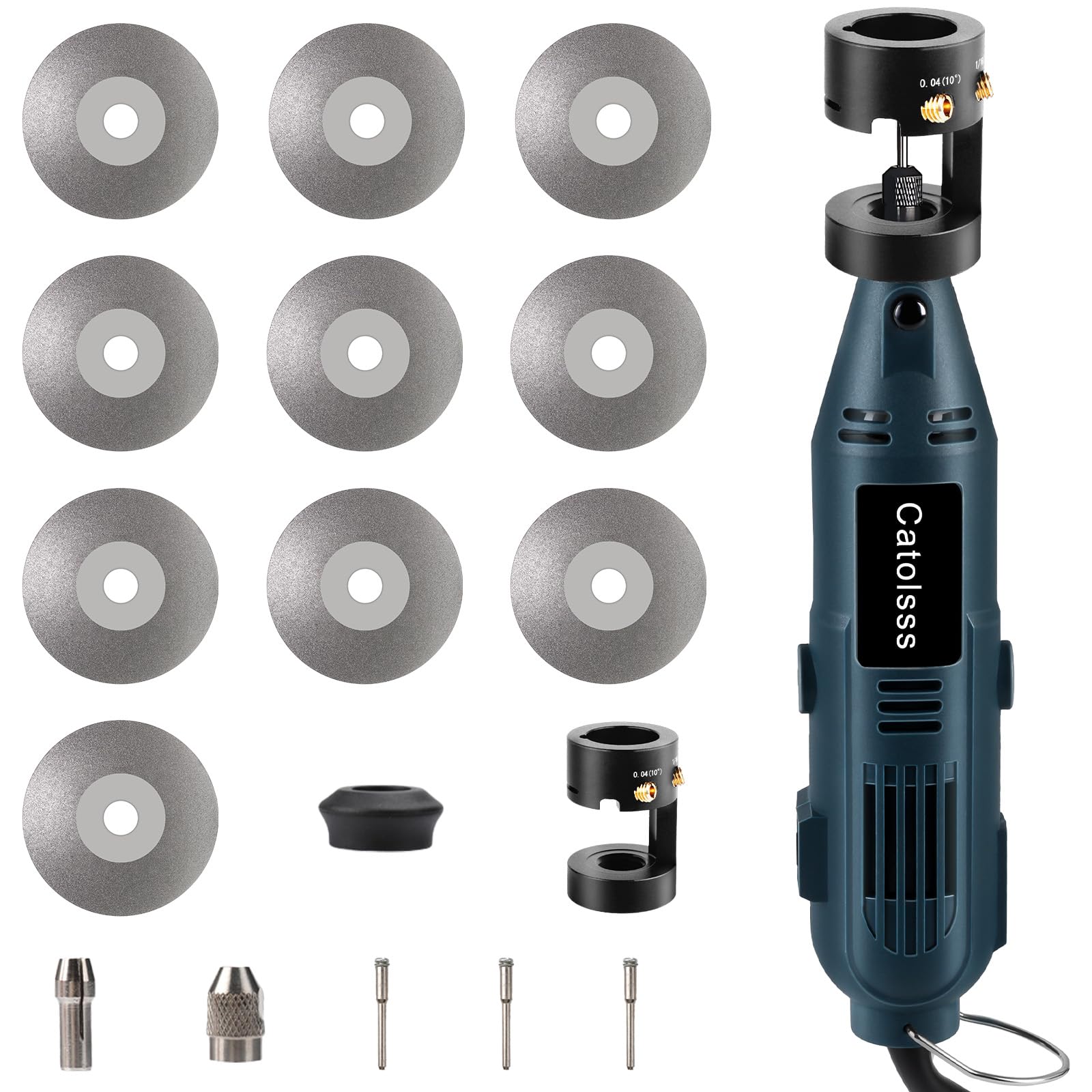 Tungsten Electrode Sharpener Grinder for TIG spawanie, 4 rozmiary 4 kątów wolframu, głowica szlifierki elektrodowej, uniwersalne akcesoria spawalnicze TIG z gniazdem Cut-Off, 10 diamentowych kółek, 3