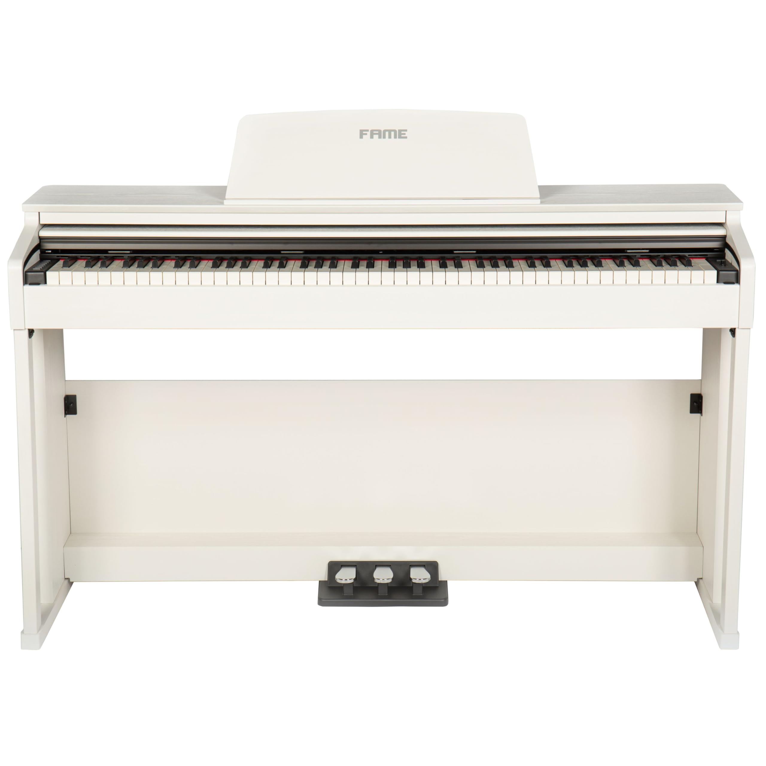 Fame DP-3000 E-Piano mit Hammermechanik, anschlagdynamischen 88 Tasten, voller Klavierklang, 20 Orchesterklangfarben, 128-fache Polyphonie, wertiges Gehäuse mit Deckel und Konsolen, Digital Piano