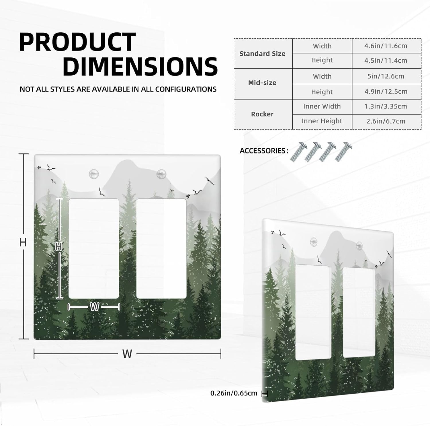 Rustic Green Forest 2 Gang Double Rocker Light Switch Cover Pine Tree Foggy Mountain Landscape Decorative Wall Plate Electrical Switchplate Receptacle Faceplate for Bathroom Bedroom image 5