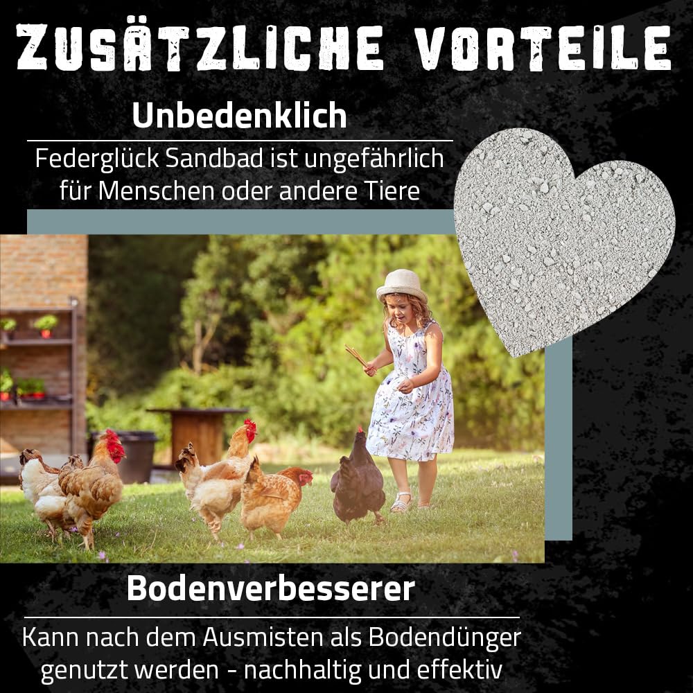 Petigi Federglück Bain de Sable pour Poules, Pigeons et volailles Protection 100% Naturelle Contre Les acariens 25 kg Bain Sec Anti-acariens