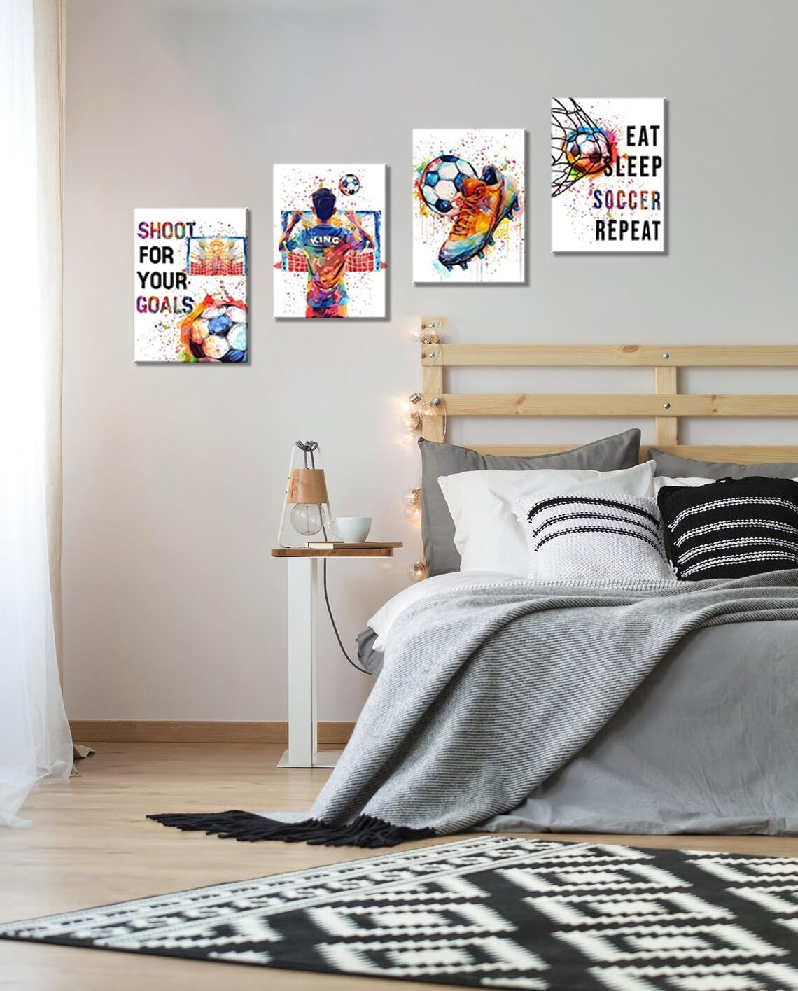 Framed Graffiti Soccer Canvas Wall Art,Soccer Wall Decor,Inspirational Sports Paintings Soccer Gifts Wall Decor Prints for Teen Boys Room Kids Playroom Bedroom 8"x10" Framed - Image 4