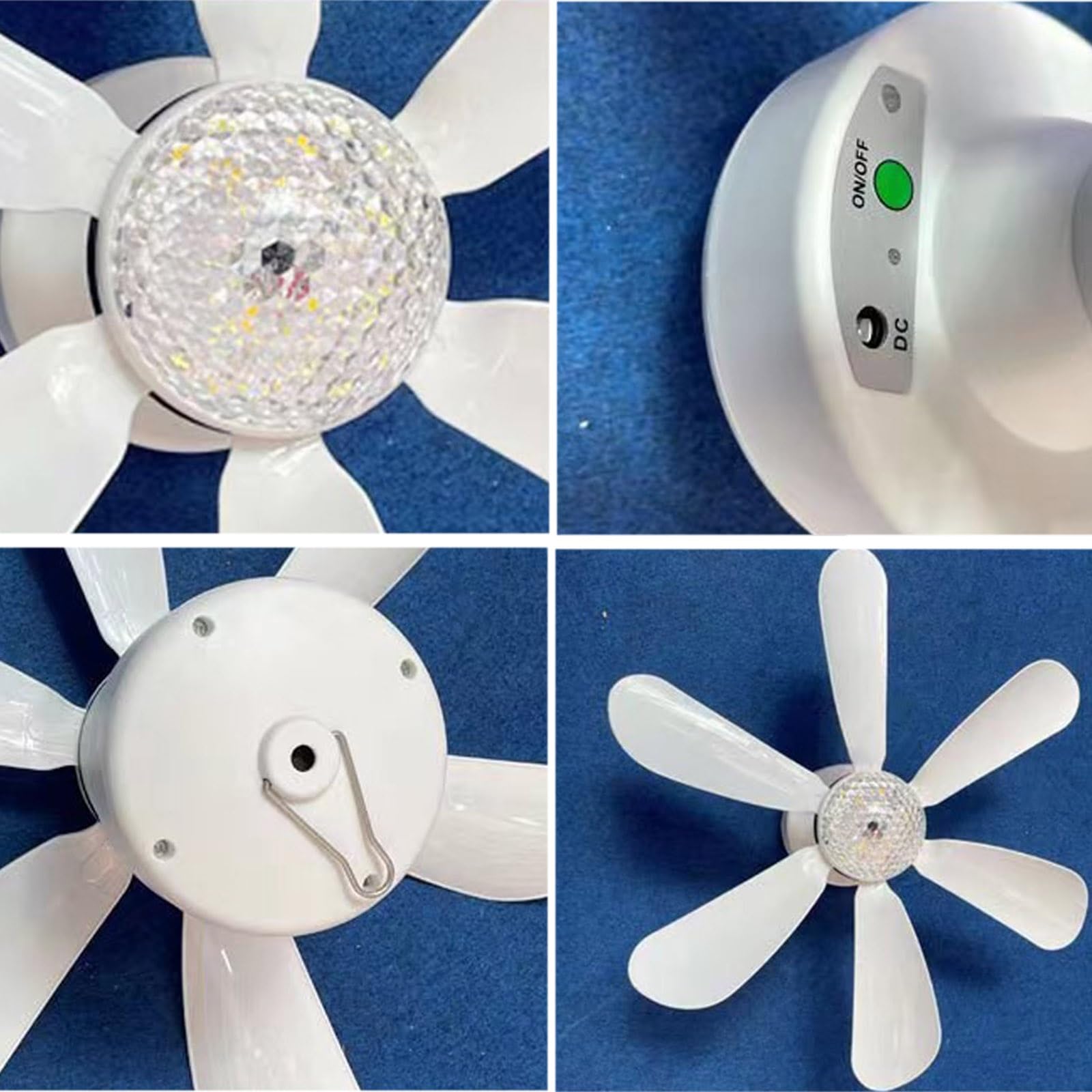 Ventilatore Solare Light per Campeggio All'aperto Ventilatore da Soffitto Staccabile con Telecomando Luce Regolabile a Tre Velocità Ventilatore + Luce a Doppio Uso Utilizzabile per Illuminazione Nottu