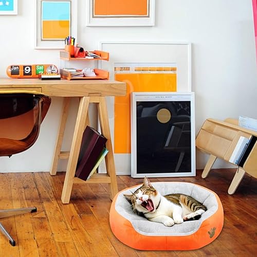 Miniatura 4 de Resulzon Cama redonda para perros y gatos, colchón, almohadillas lavables, suave y duradera, de pelo sintético para dormir, para mascotas, para