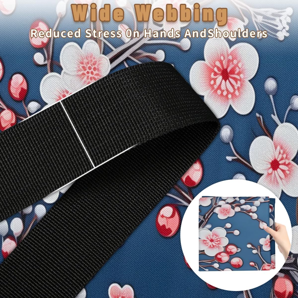 Honeybaby 214L Extra Large Comforter Storage Bag Blossoms Printed Cherry Storage Totes with Lids Waterproof Closet Organizer Folding Blanket Storage Bags for Clothes Bedding Pillows