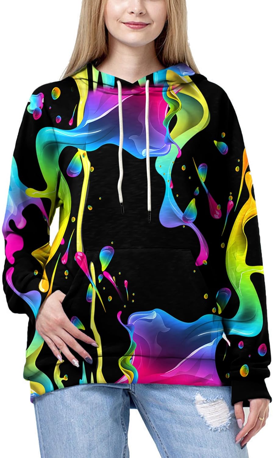 Linnhoy Unisex 3D Printed Hooded Sweatshirt Casual Pullover Hoodie with Big Pockets - Image 4