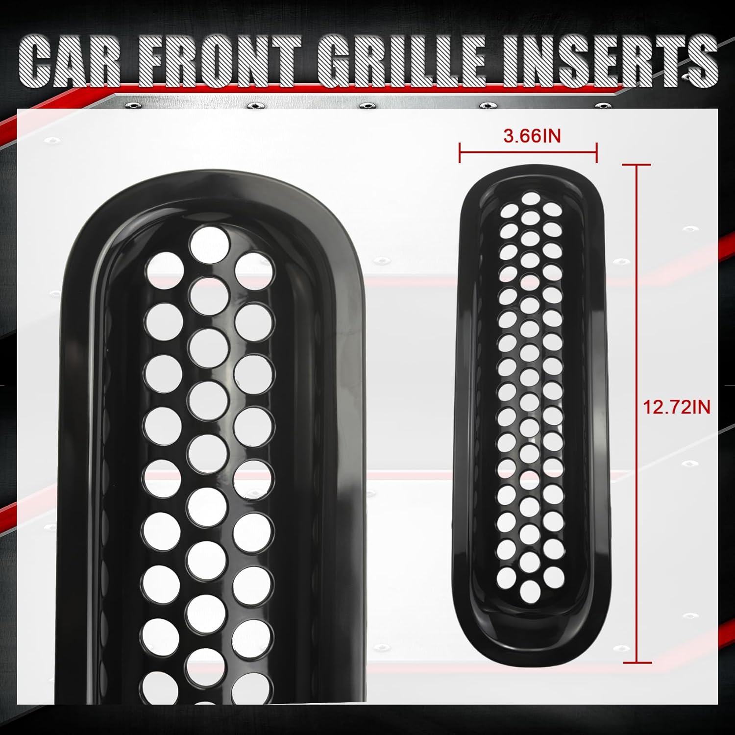 Front Grill Mesh Insert Grille Guard Gloss Black Fits for Jeep Wrangler JK JKU Sport Freedom Unlimited Sahara Rubicon 2007-2017 Front Insert Grille Clip-In