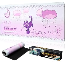 BELLEMOND Japanese Art Desk Mat | Large 31.5x11.8in Anime Mouse Pad for Keyboard & Mouse | Non-Slip Base, Water-Repellent | Original Japanese Design | Dream Cat