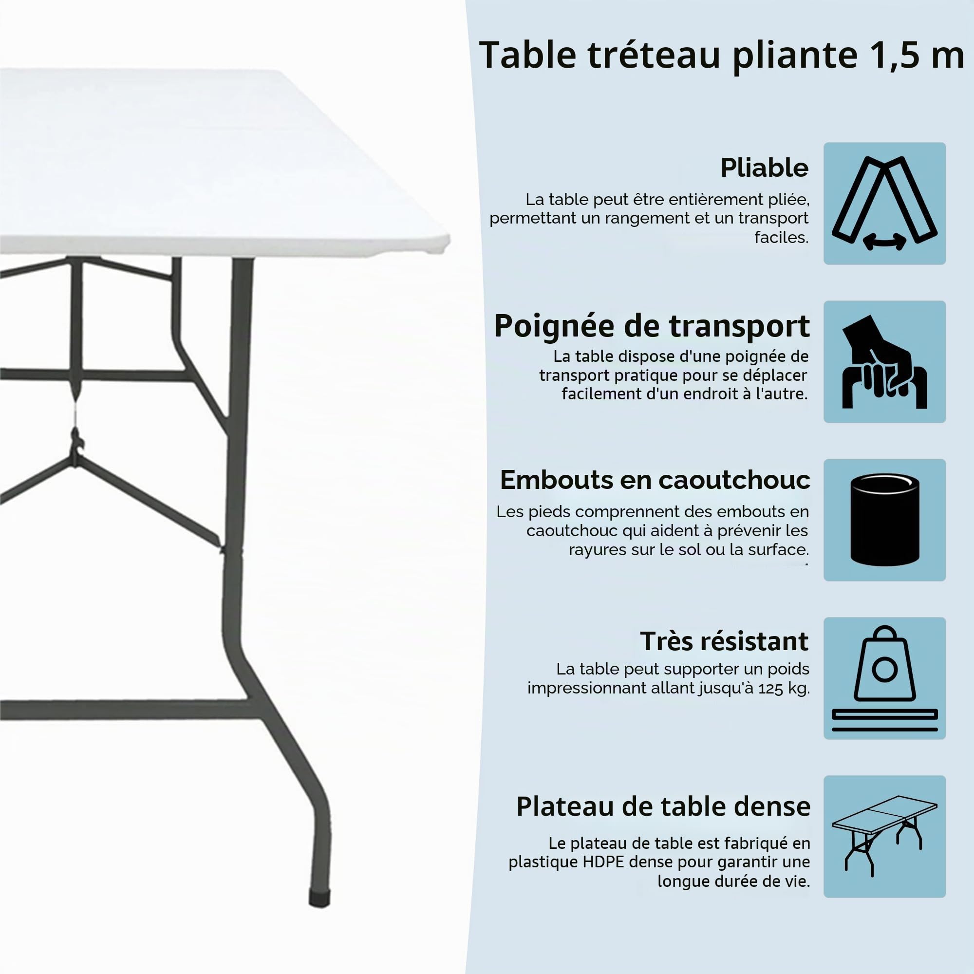 Tavoli pieghevoli Home Discount 5 piedi, Blanc
