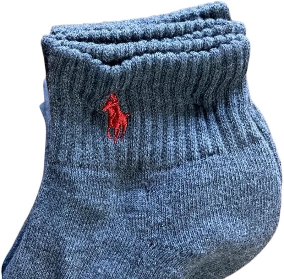 POLO RALPH LAUREN Mens Classic Sport Quarter Socks 6 Pack, Dark Gray, Sock Size 10-13