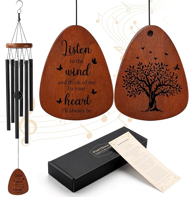 PRSTENLY 26 Chimes du vent commémoratif d'Inch pour la perte de l'amour, Chimes de vent cadeau de Sympathie pour la mort du père mère fils, fille, amis, sœur, deuil cadeau du souvenir en mémoire de l`amour