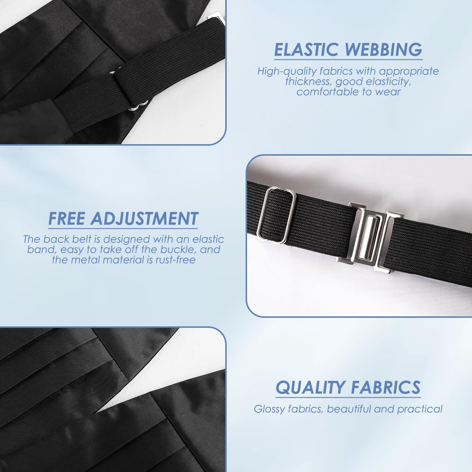 Schwarzer Kummerbund für Herren, Anzugbund, seideähnlicher Kummerbund, Herren, Smoking, Kumberband, vorgebunden, verstellbar, für Antrag, Hochzeit, Bankett, Arbeit, Business, Party, Kleid,