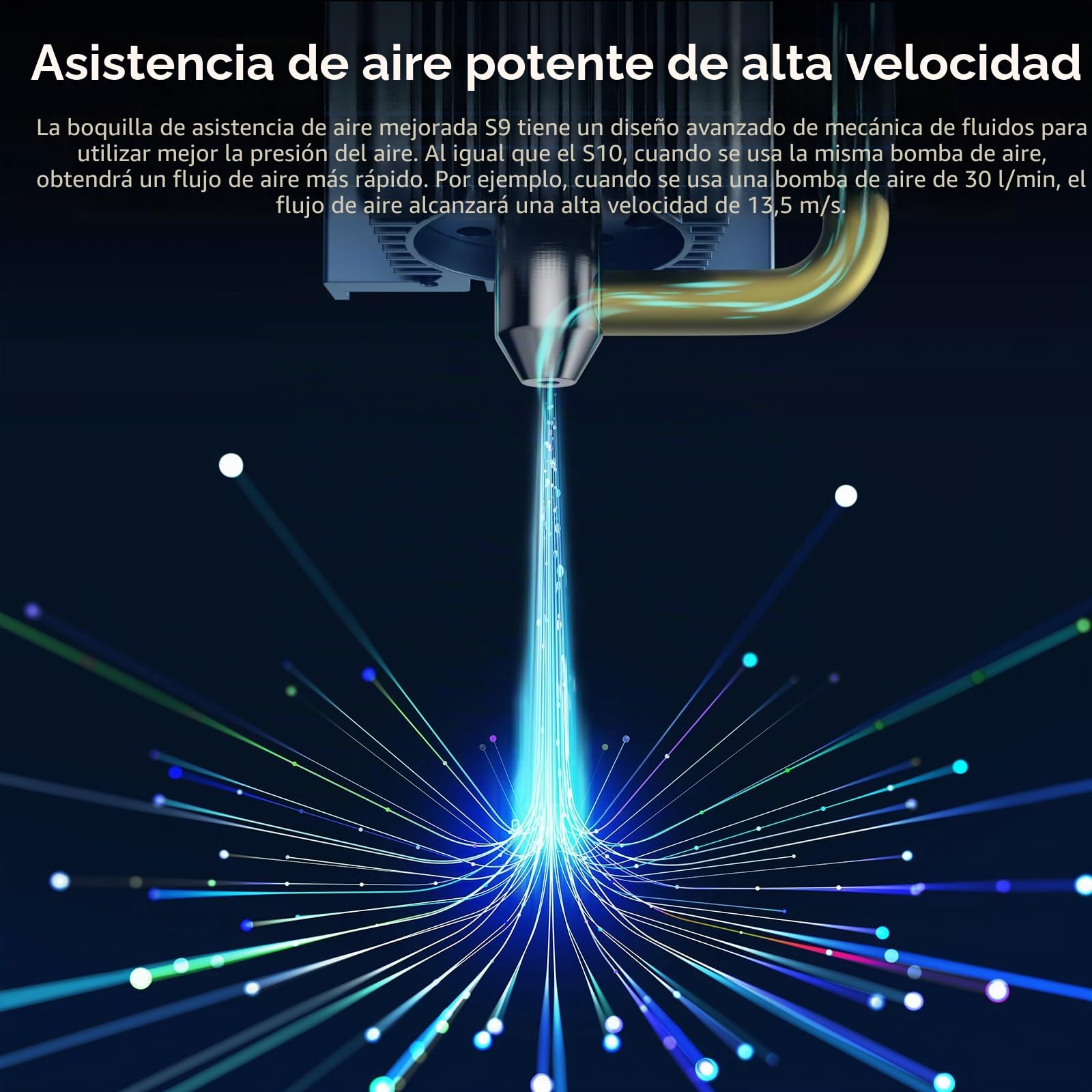SCULPFUN S9 Air Assist Kit con bomba de aire 30 l/min, con boquilla de asistencia, tubo de aire de 2 m para actualizar SCULPFUN S9 Grabadora Laser, fácil de instalar