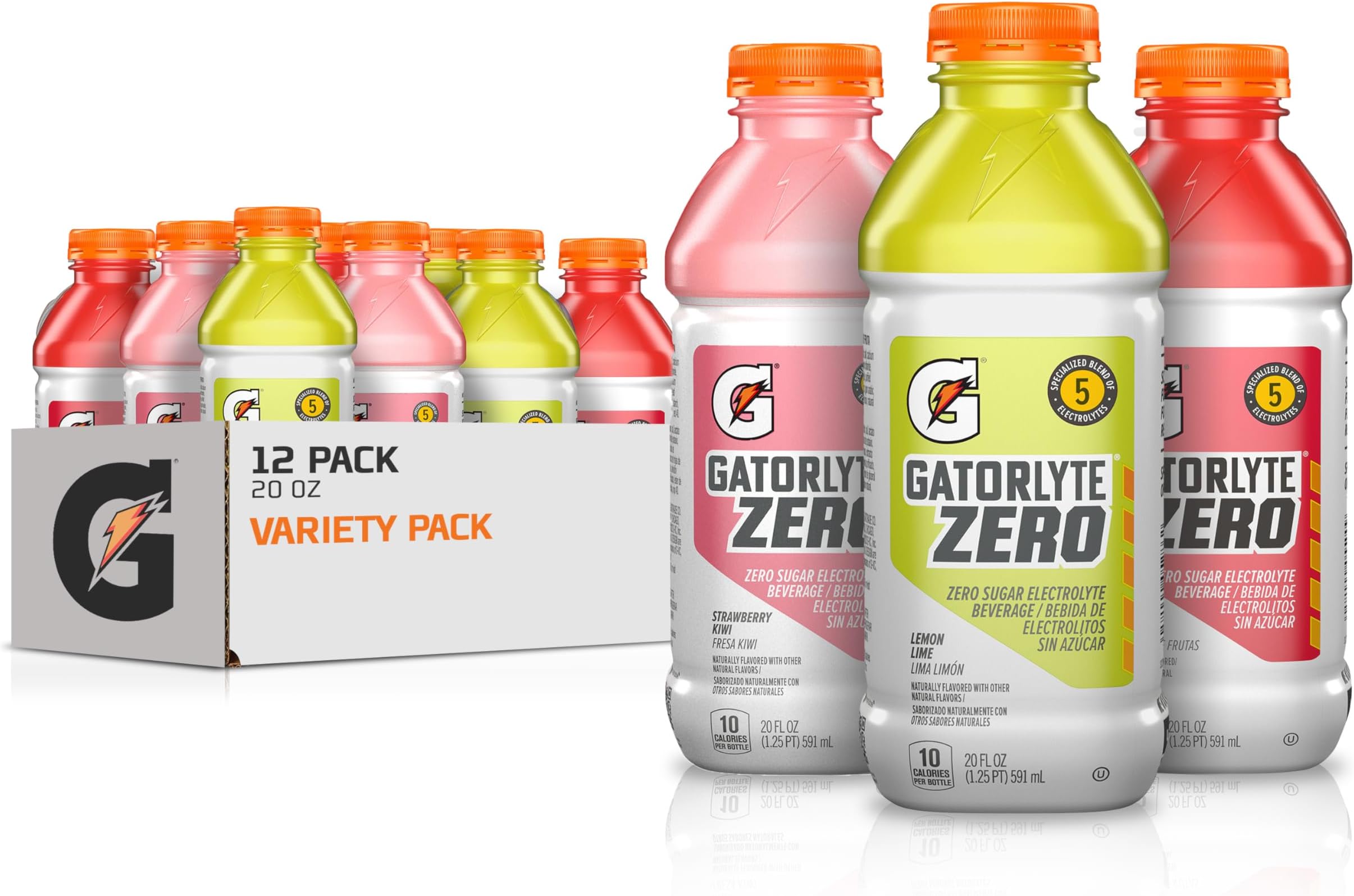 Zero Rehydration Electrolyte Drink, 3 Flavor Variety Pack, Specialized Blend of 5 Electrolytes, Zero Sugar, No Artificial Sweeteners or Artificial Flavors, 20 fl oz Bottles (12 Pack)