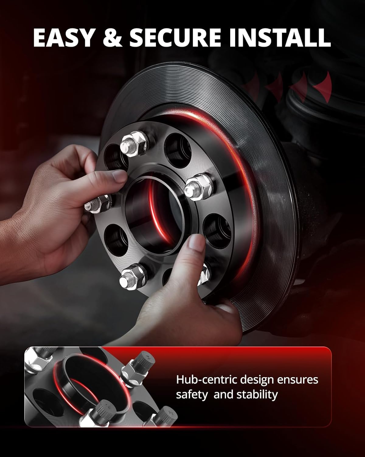 EVIL ENERGY 5x4.75 Wheel Spacers 1.5 inch Compatible with Chevy S10 1982-2004, 5x120.65 mm Hubcentric with Lip 5 Lugs 70.5 mm Hub Bore M12x1.5 Studs Black - Image 6