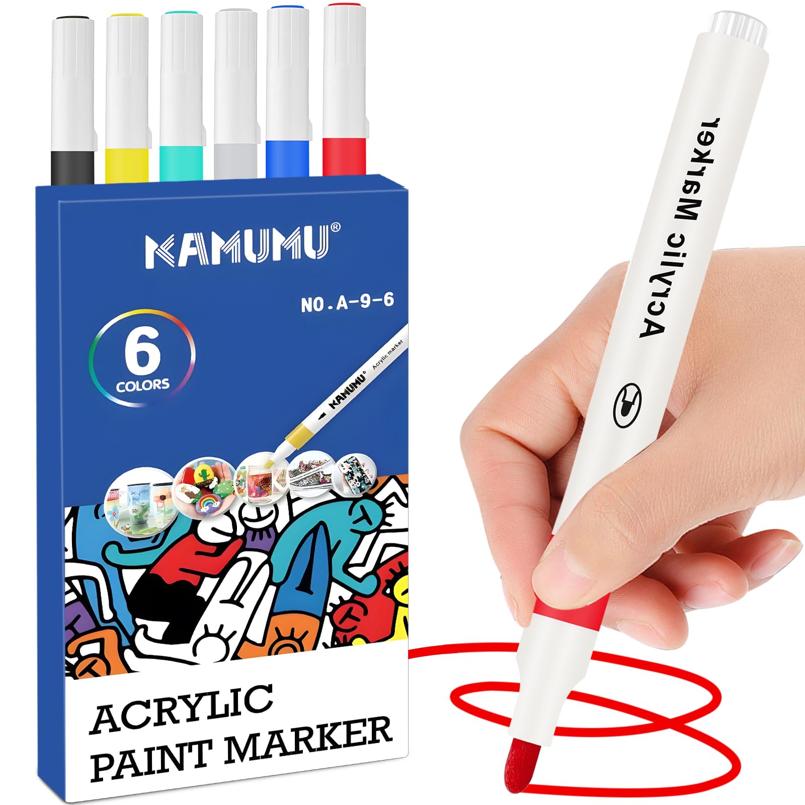 Acrylic Paint Markers - Paint Pens for Art Supplies - 1-2mm Tip, Water-Based, Assorted Color, 60 Count