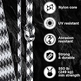 TECEUM Paracord Type III 550 Urban Camo - 200 ft - 4mm - Tactical Rope MIL-SPEC - Outdoor para Cord -Camping Hiking Fishing Gear and Equipment - EDC Parachute Cord - Strong Survival Rope