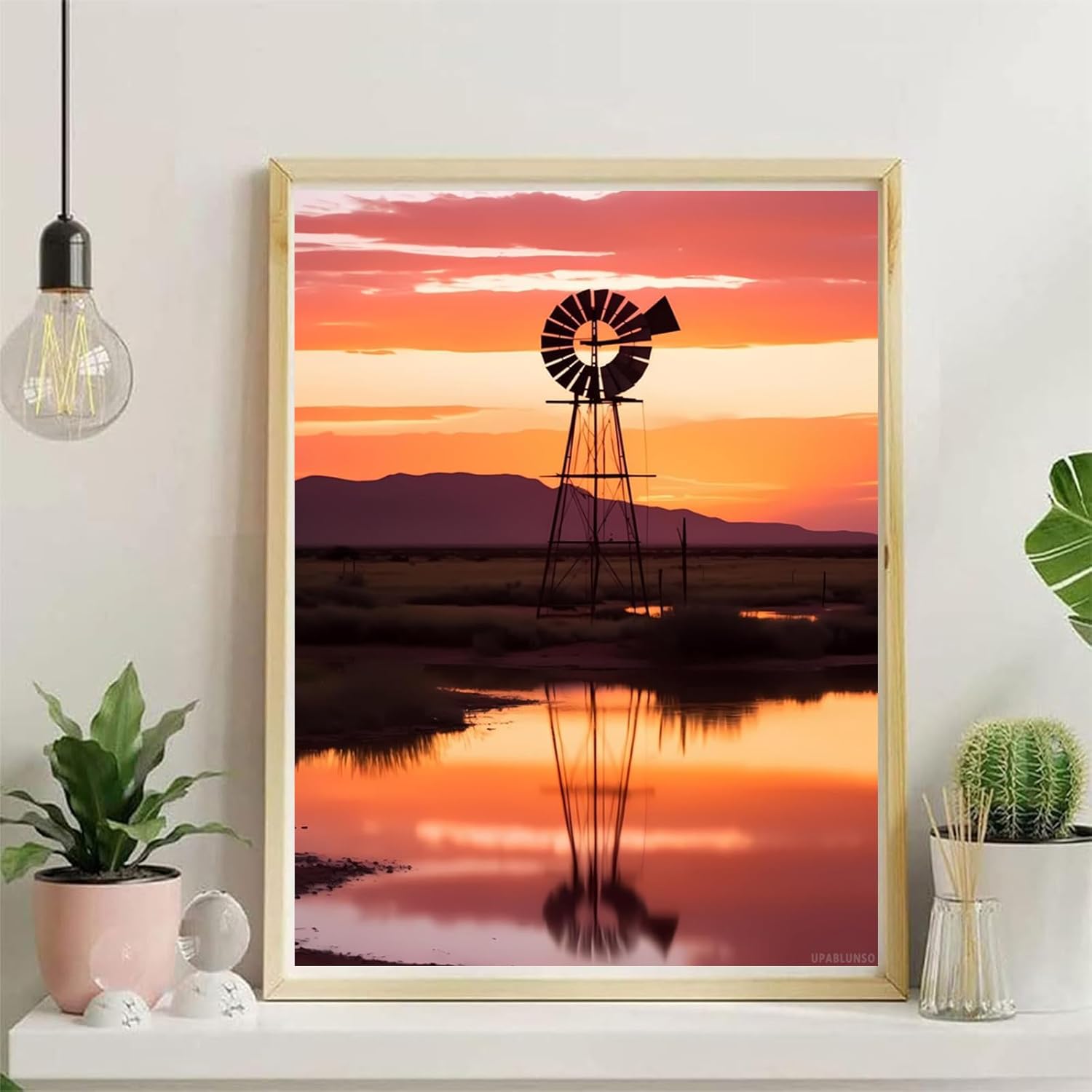 UPABLUNSO Old Windmill at Sunset Diamond Painting Kit for Adults Diamond Painting Kit for Adults Landscape 5D Diamond Dots Kits Painting Crafts for Home Decor 12x16 Inch