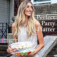 Vista 6 de Recipiente para huevos con tapa, plato redondo de 12 pulgadas, 15 ranuras, soporte de plástico desechable, plato para frutas, verduras, comida