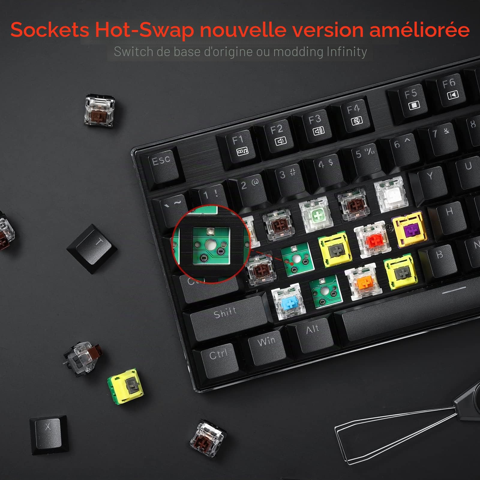 Redragon K556 Clavier Mécanique USB Rétroéclairé RGB 104 Touches US