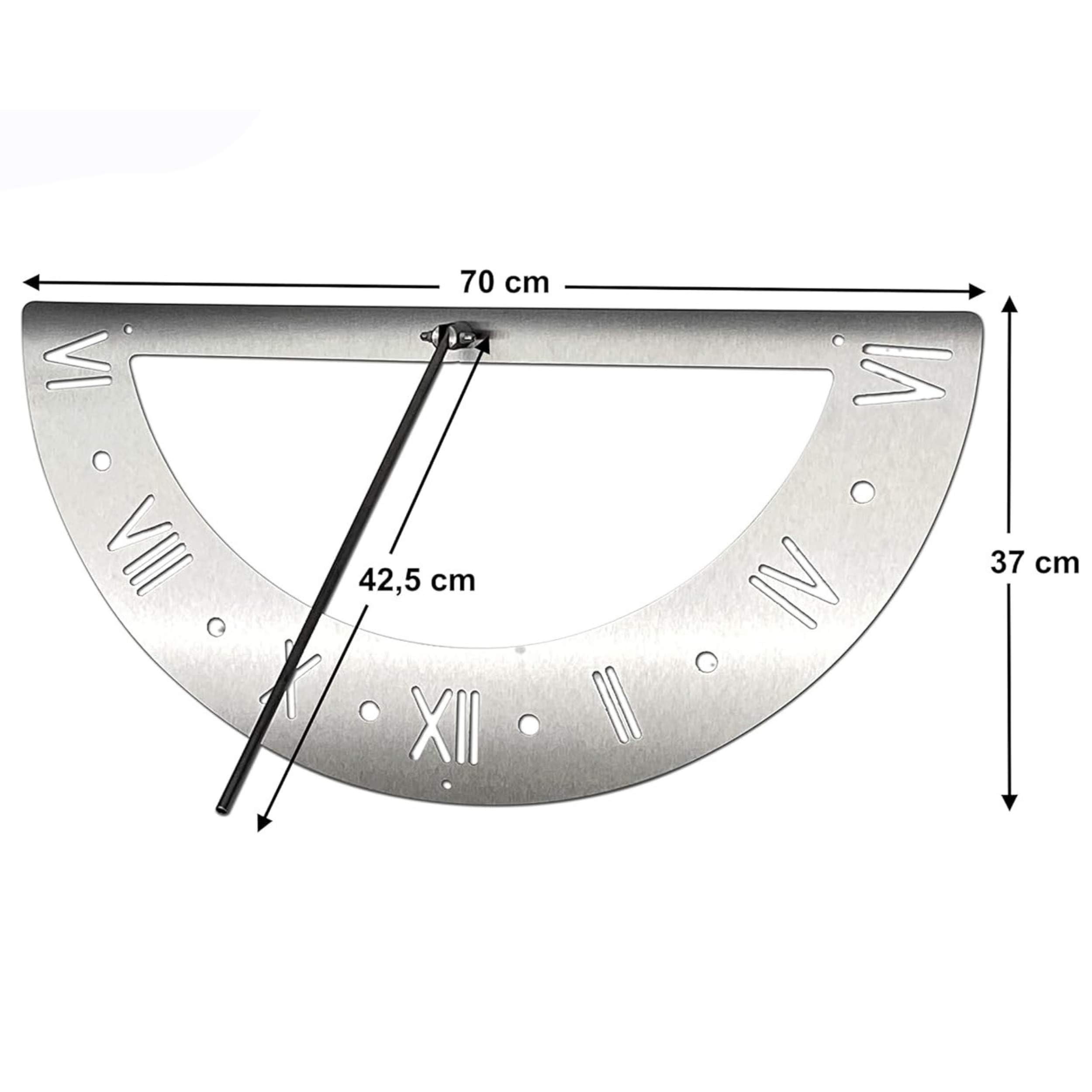 DanDiBo Reloj solar de acero inoxidable para la pared, 70 cm, inoxidable, 96206, orientable, resistente a la intemperie, reloj de jardín moderno de metal