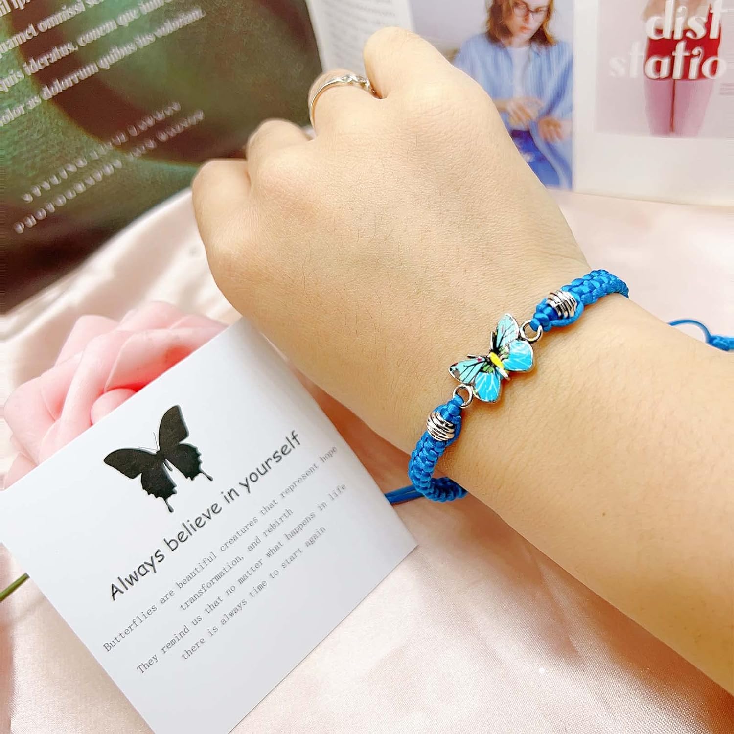 CJIAYUJEW Always believe in yourself Butterfly Bracelet, Cute Butterfly Charm Bracelets Matching Bracelet Friendship Couple Bracelets - Image 4