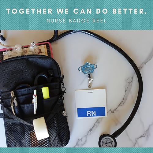 Vista 16 de First Lifesaver - gafete de identificación de enfermera – Carrete retráctil con dije para enfermeras, estudiantes de enfermería, NP (Be Kind)