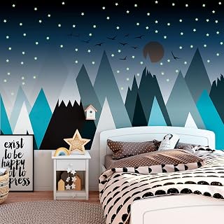 Ambiance Sticker Adesivi da parete per bambini, motivo: montagne scandinave, parka +...