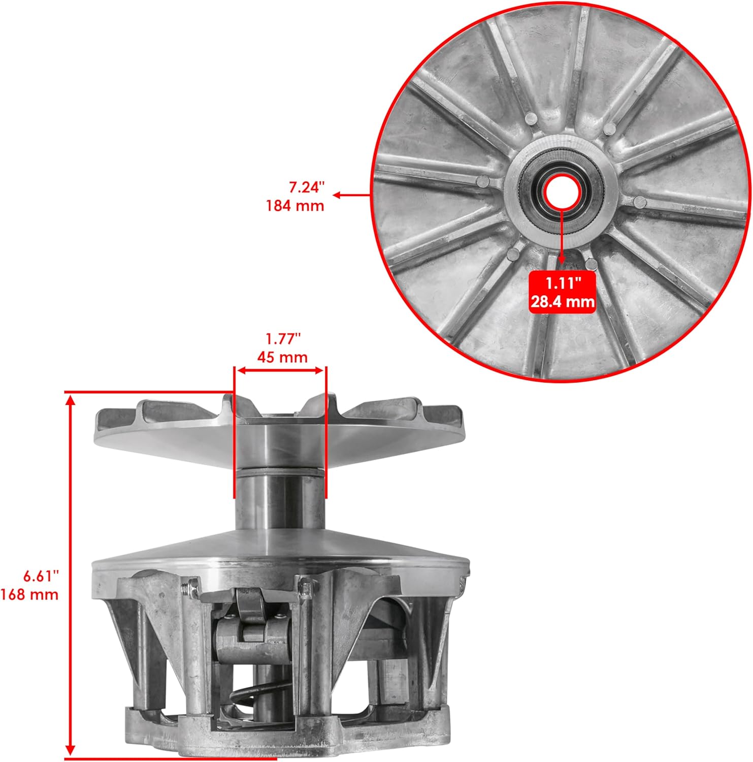 Caltric 1322749 7519287 Primary Drive Clutch & Bolt Compatible with Polaris RZR S 800 2009/ Sportsman X2 800 2008-2009 X2 700 2008 / Sportsman 800 2008-2015 Touring 800 2008-2009