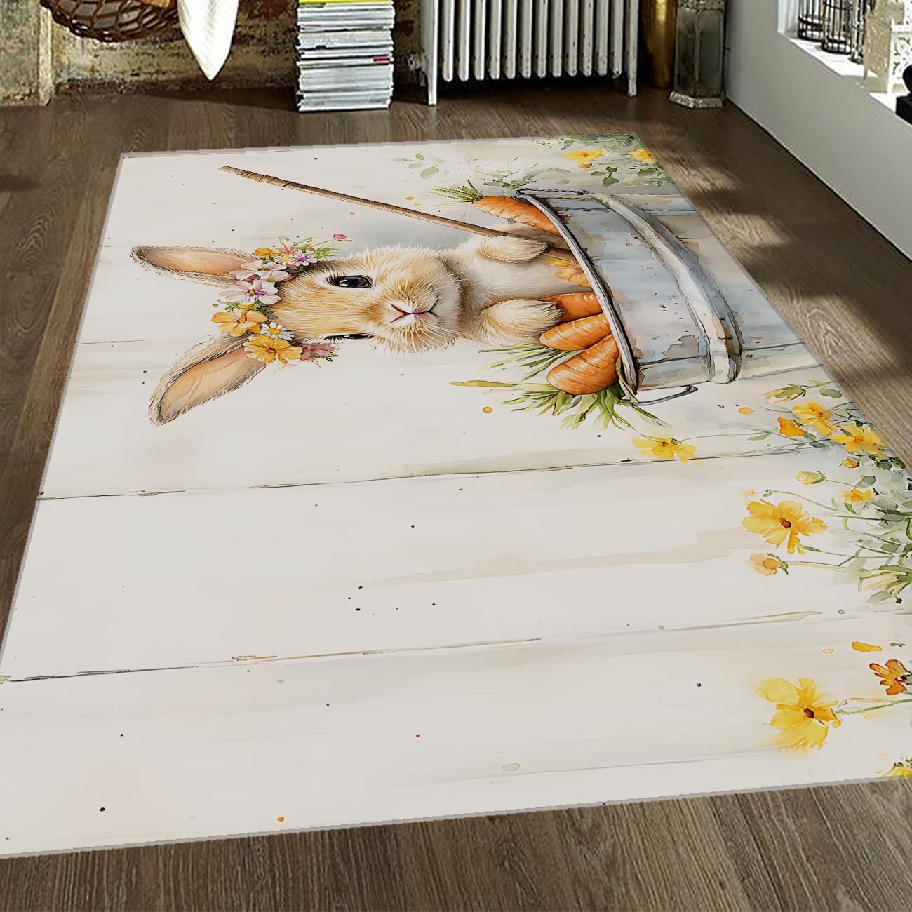 Descente de lit enfant et salon moderne avec motif aquarelle