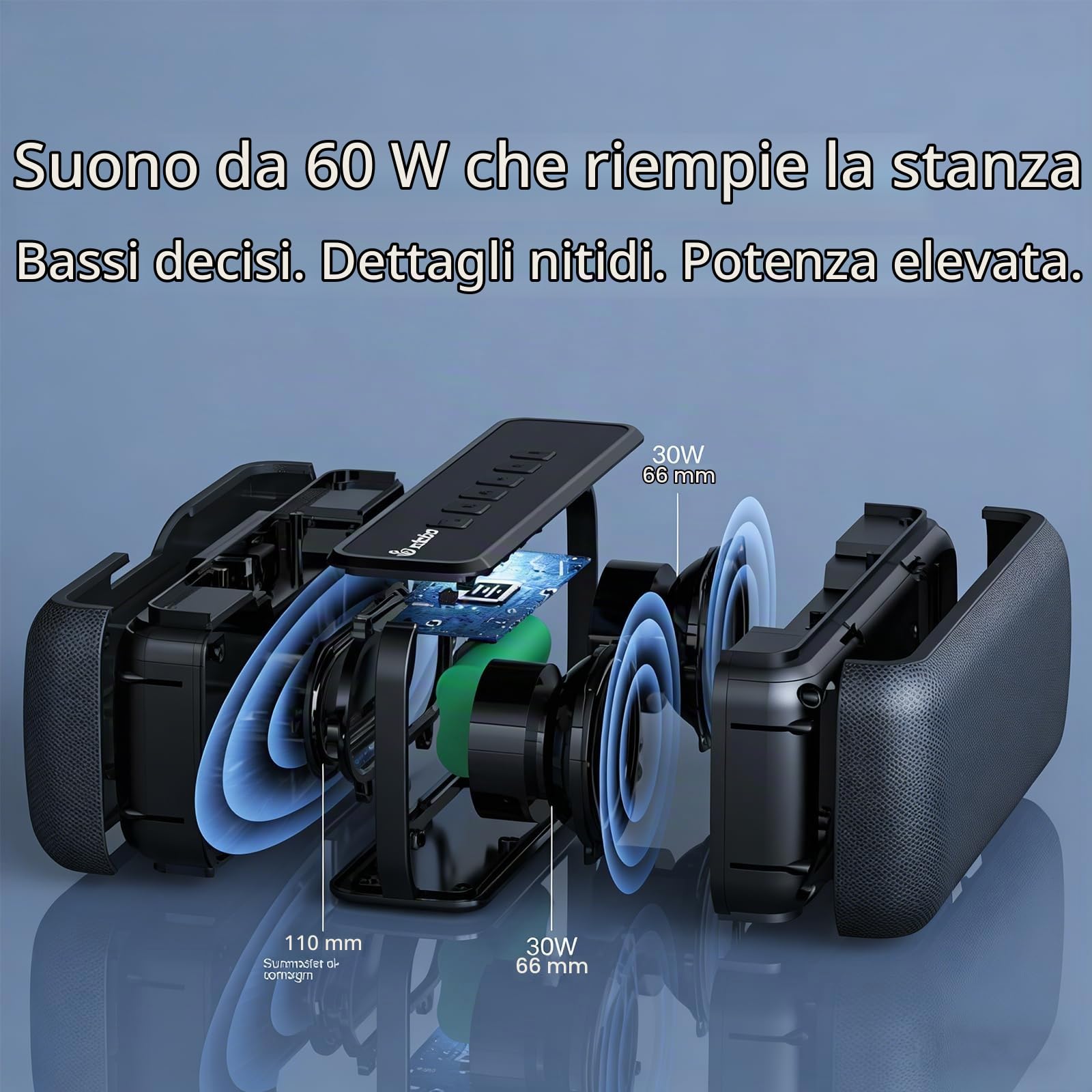 XDOBO X8 II Altoparlante Bluetooth Portatile 60W, Speaker Wireless con Bassi Profondi, Impermeabile IPX5, Bluetooth 5.0, TWS Stereo Pairing, 8 Oredi Autonomia, TF Card e AUX, Cassa per Outdoor e Party