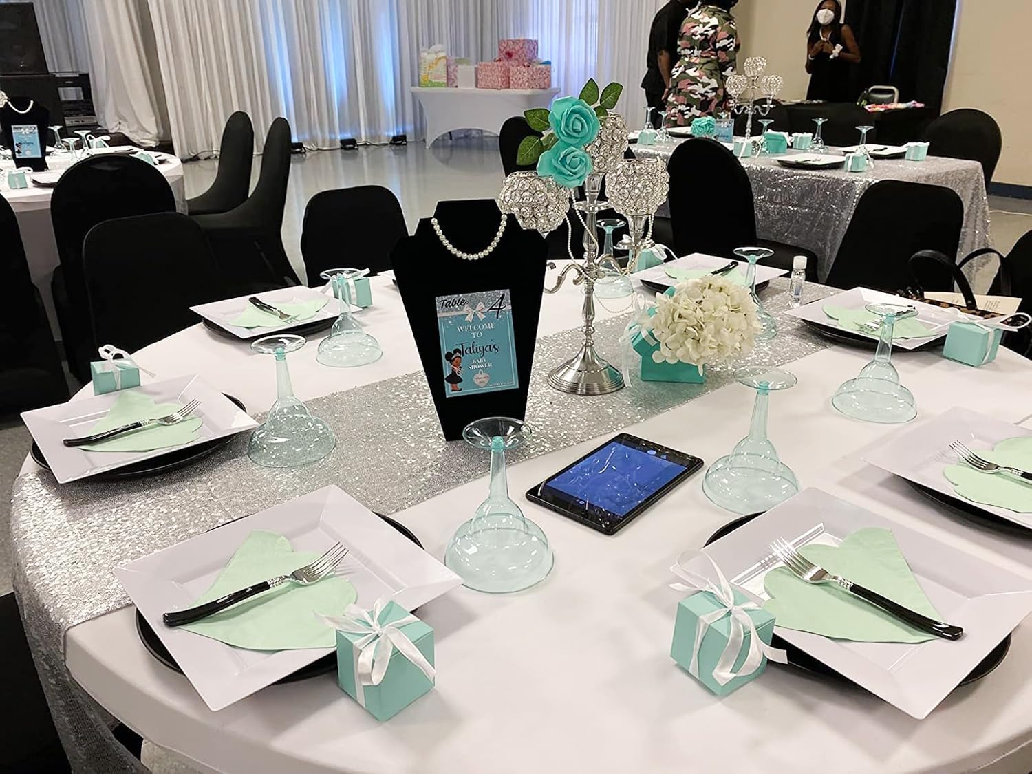 10 Pack Sequin Table Runners 12x108 Inches Table Runner for Wedding Glitter Table Runners Table Runner 108 Inches Birthday Wedding Party Decorations (Blue, 10)