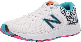 New Balance Boy's Fresh Foam Arishi V2 Bungee Running Shoe, White/Virtual Sky/Dynomite, 8.5 Wide Toddler