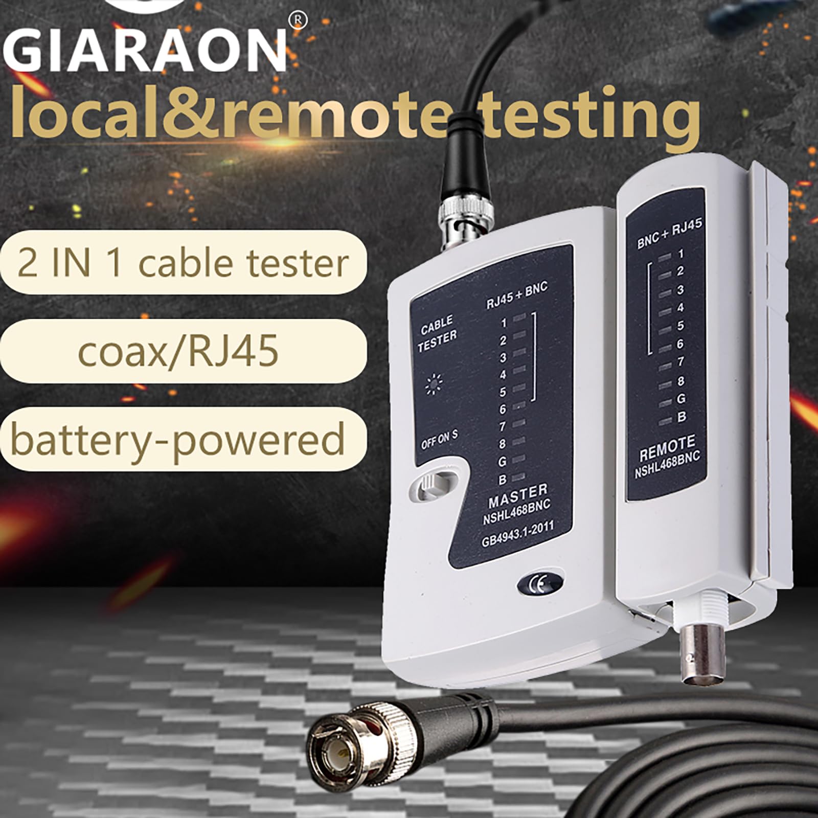 Coaxial Coax Cable Tester Portable BNC RJ45 Continuity Checker Ethernet Network Cable Tester