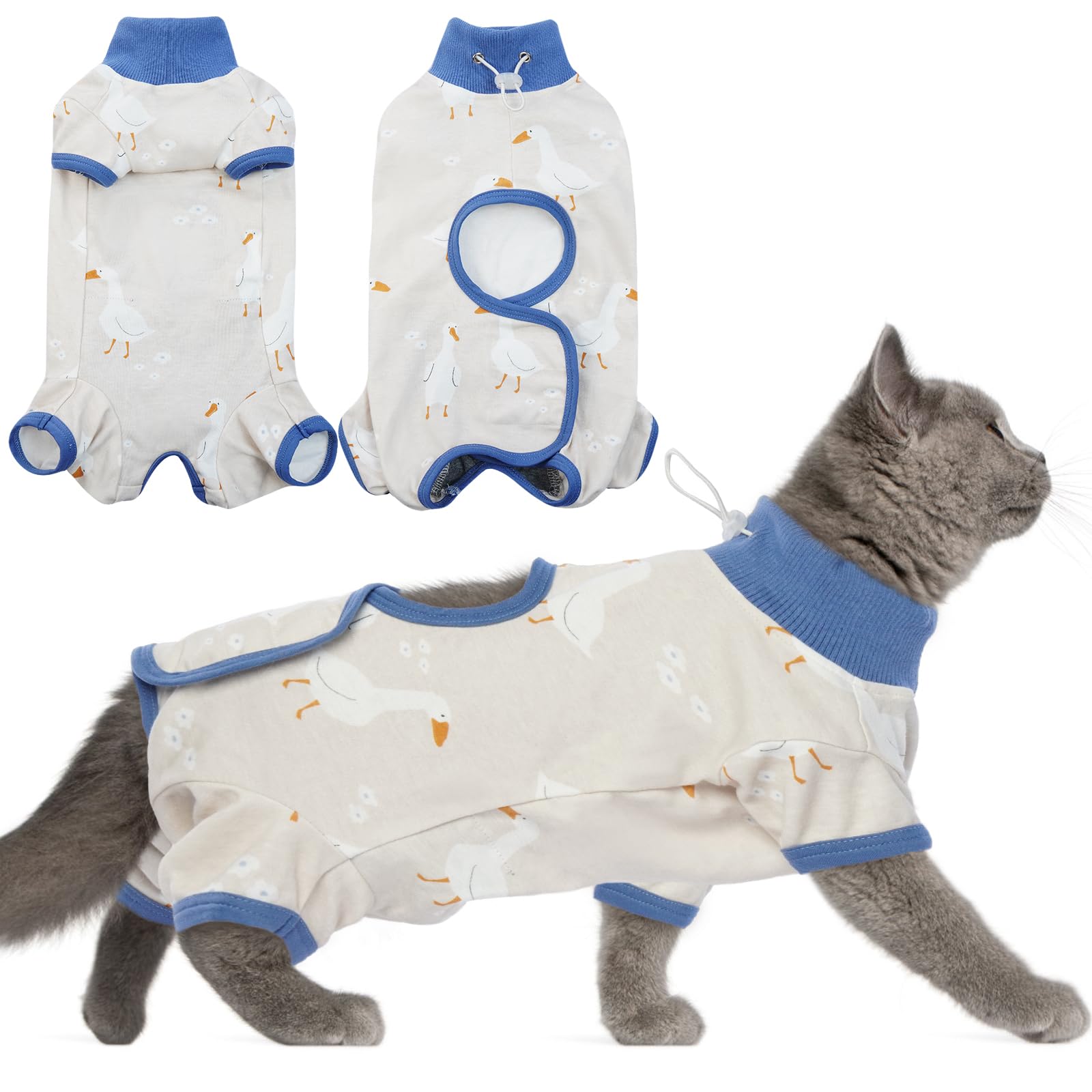 DENTRUN Cat Surgery Recovery Suit Female Male, Soft Cone Alternative Onesie