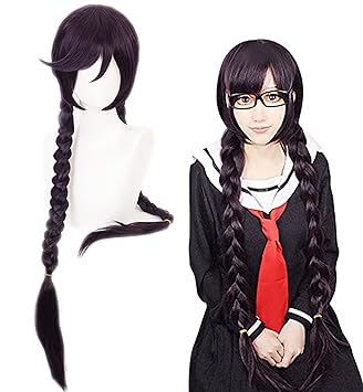 Free Hair Cap + Dangan-ronpa Fukawa Touko Cosplay Wig Long Braid Purple Cos Wig Costume Hair
