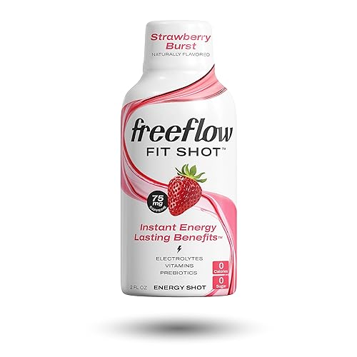 Miniatura 7 de Freeflow Fit Energy Shots, Strawberry Burst, impulso natural de cafeína con L-teanina, ginseng, vitaminas, prebióticos, electrolitos (6 unidades,