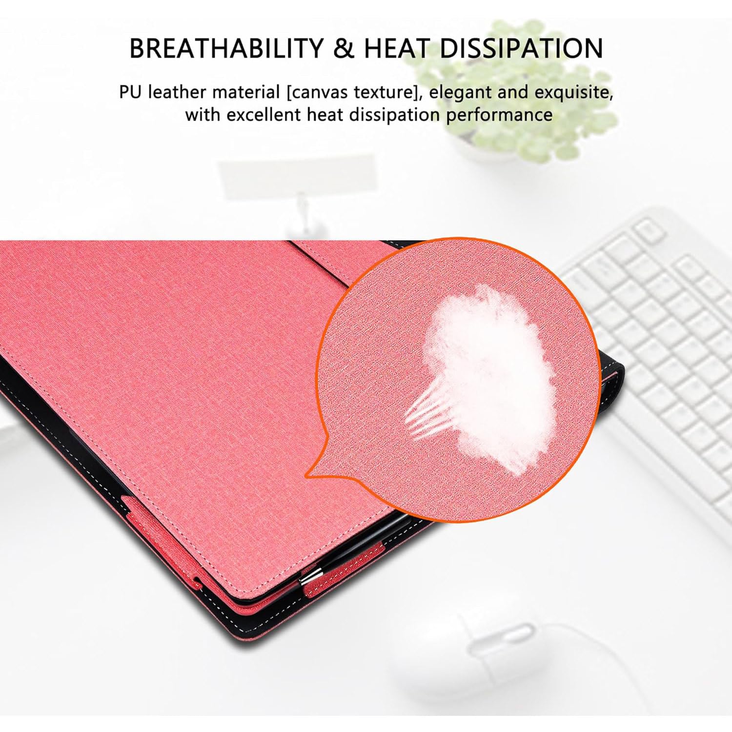Custodia protettiva per computer portatile Dell 14 Plus DB14250 & Pro 14 PC14255/PC14250 & Pro14 Plus PB14250/PB14255, custodia protettiva in pelle PU per notebook PC borsa accessori (rosa)