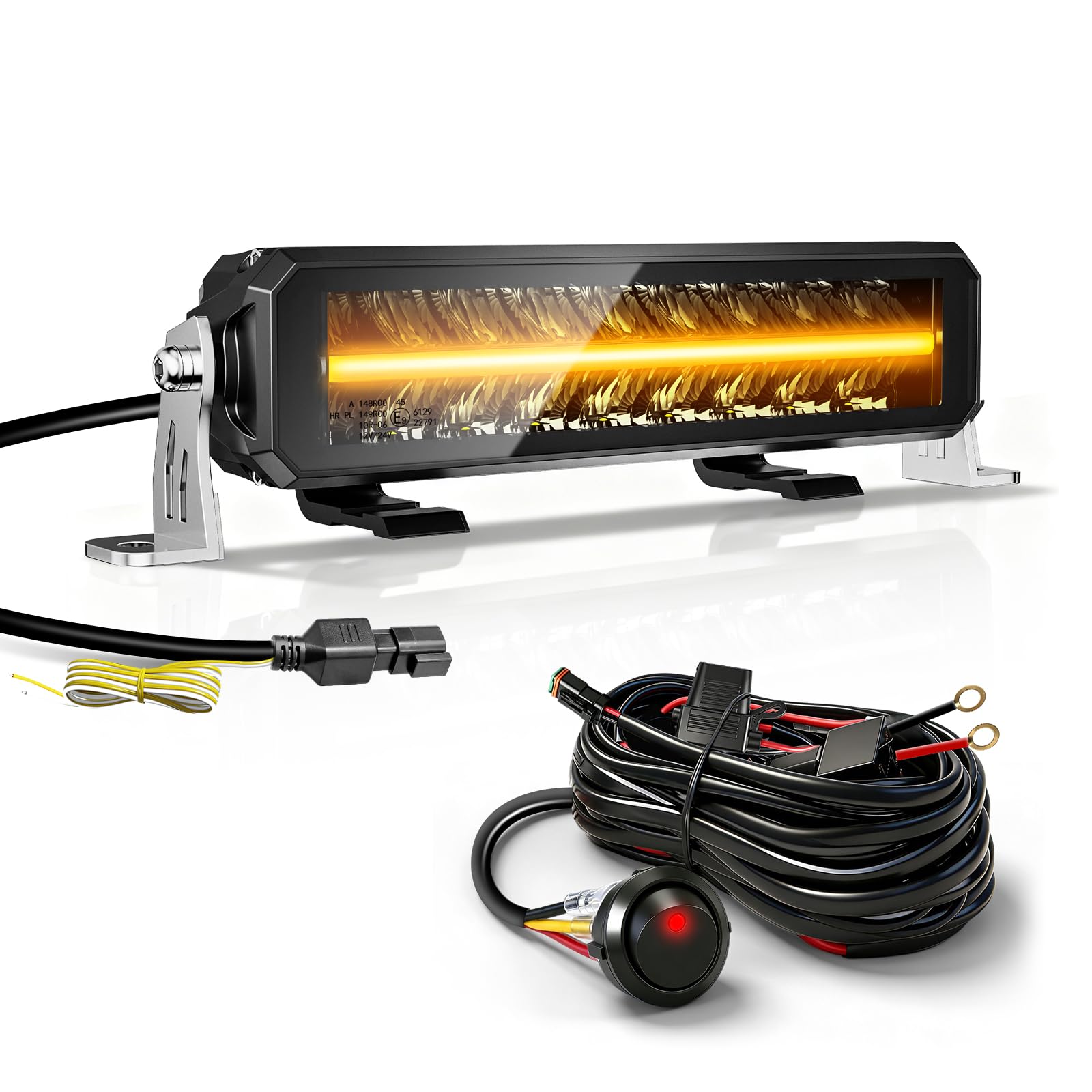 CO LIGHT 10 pollici Light Bar Auto 70 W 14000 LM LED Faro da lavoro LED 12 V E testato IP68 con luci di marcia diurna color ambra bianca per 4 x 4 camion, auto, ATV, passeggino, trattore