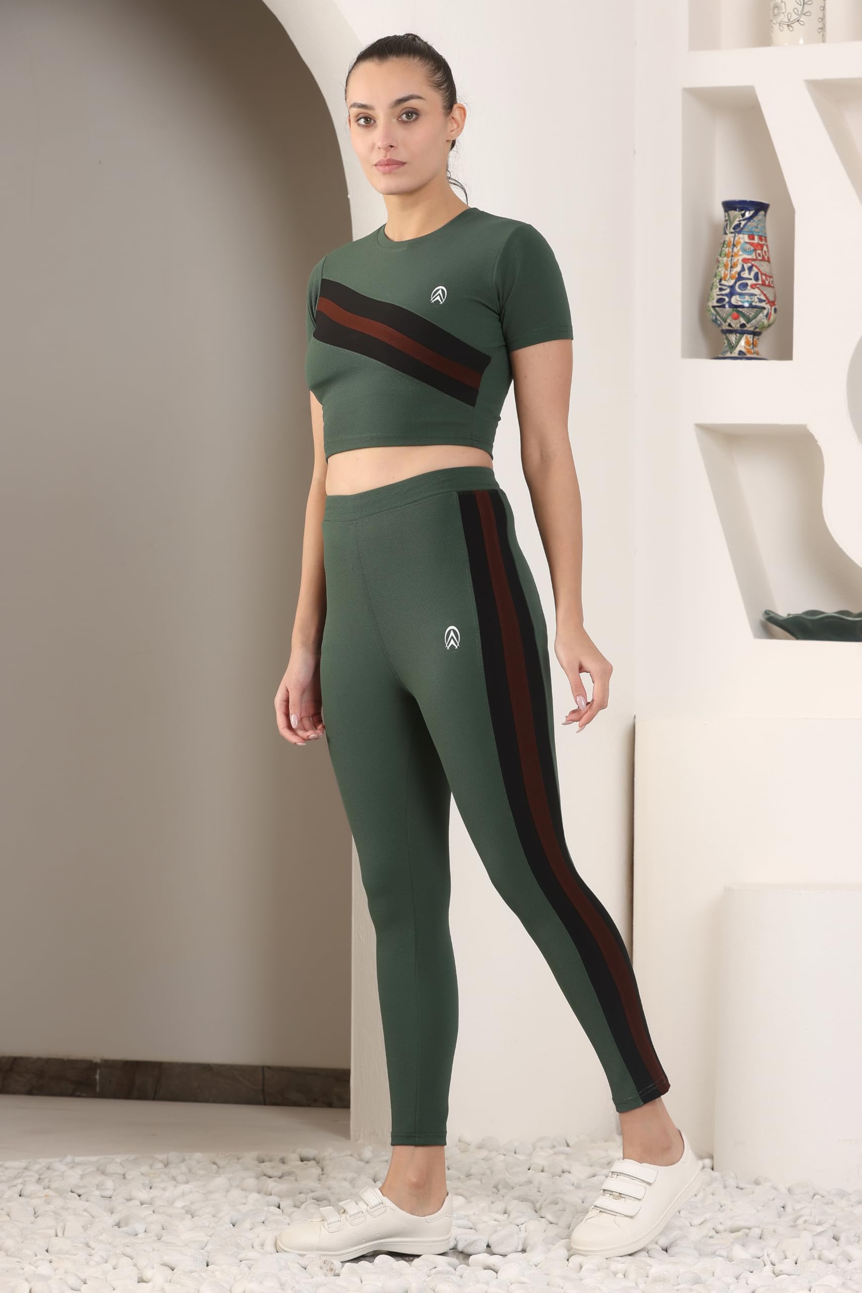 Zicada Women's Top & Bottom Set Gym Wear | Jogging Wear | Sports Running Suits For womens (XXL, Olive) 2