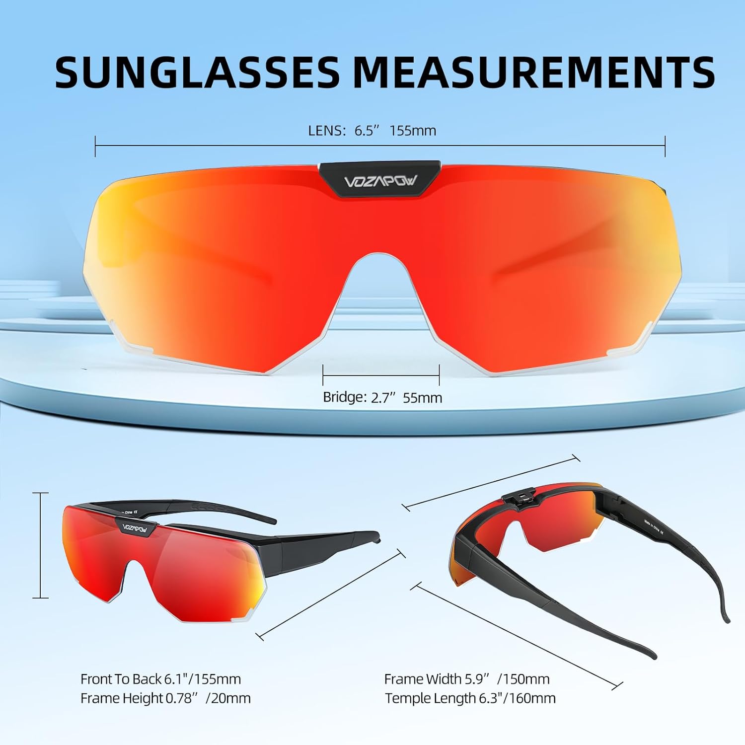 Polarized Sunglasses over Prescription Glasses Flip up Sports Sunglasses for Men Women Oversized UV Protection Shades - Image 5