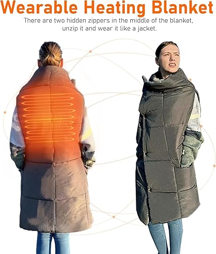 Miniatura 4 de Manta térmica portátil USB, 3 ajustes de calor, manta térmica portátil de 3 horas de apagado automático, protección contra sobrecalentamiento, manta