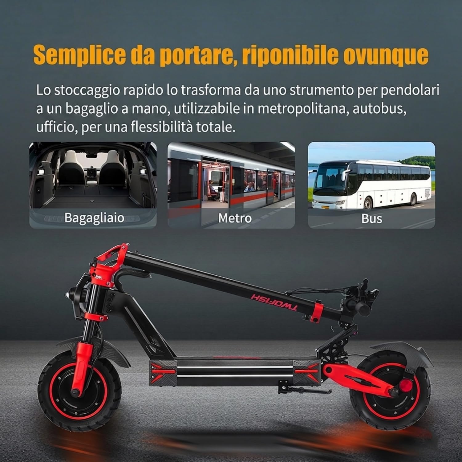 TW4PRO Monopattino Elettrico Pieghevole, 60V 23Ah, 45-60Km di Autonomia | Limite Di Velocità Sbloccabile, Display Ad Alta Definizione, Pneumatici 11", Sblocco NFC, Doppia Sospensione&Freno a Disco