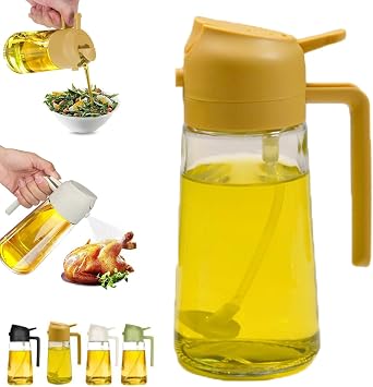 2024 New Oil Dispenser for Kitchen Spray, Oil Dispenser Bottle for Kitchen, 2 in 1 Oil Dispenser for Kitchen, Cooking Oil Spray Dispenser Bottle, Oil Dispenser and Sprayer for Kitchen Yellow