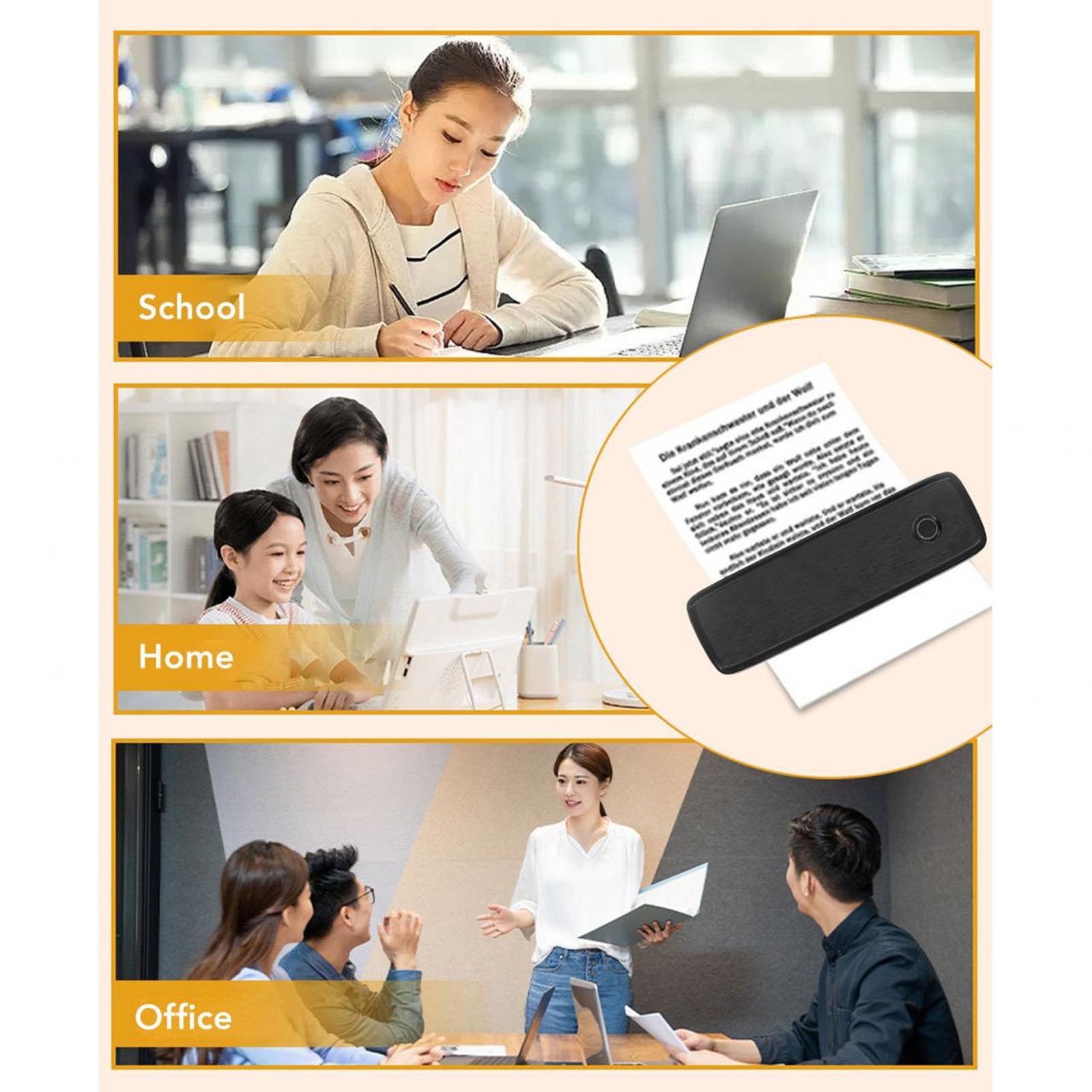 Jeffergarden Stampante Termica Bluetooth Stampante per Etichette E-commerce Macchina Stampa Senza Inchiostro per Uffici Case Viaggi All'aperto