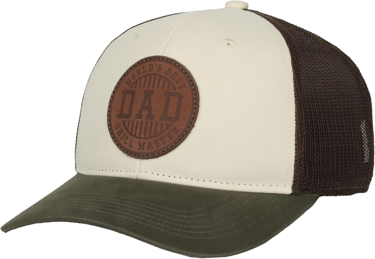 World’s Best Dad Grill Master Trucker Hat – Funny BBQ Dad Gift Cap with Leather Patch, Adjustable Mesh Back Baseball Hat for Men, One Size - Image 2