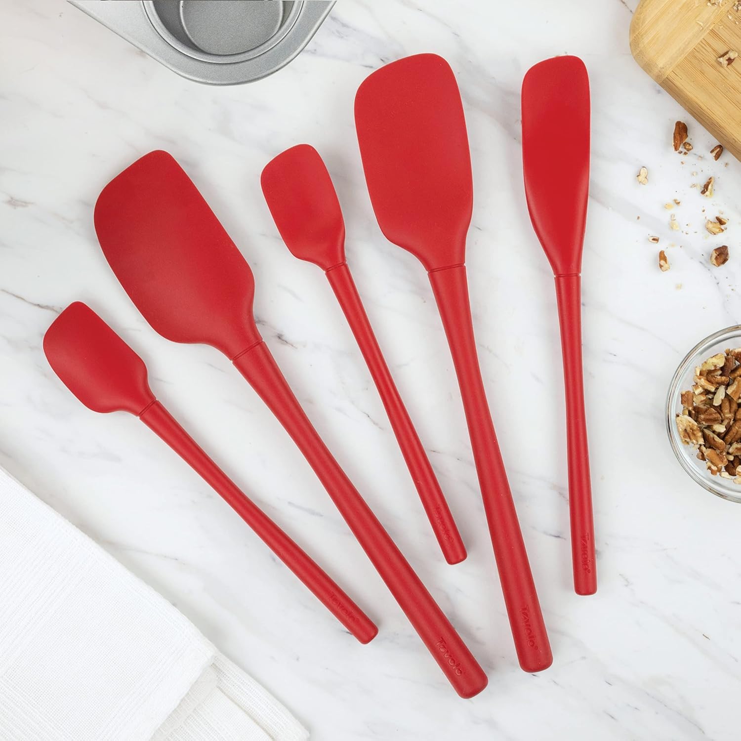 Tovolo Flex-Core® All Silikon Pfannenwender 5er Set für Mahlzeiten, Kochen, Backen und mehr - Cayenne