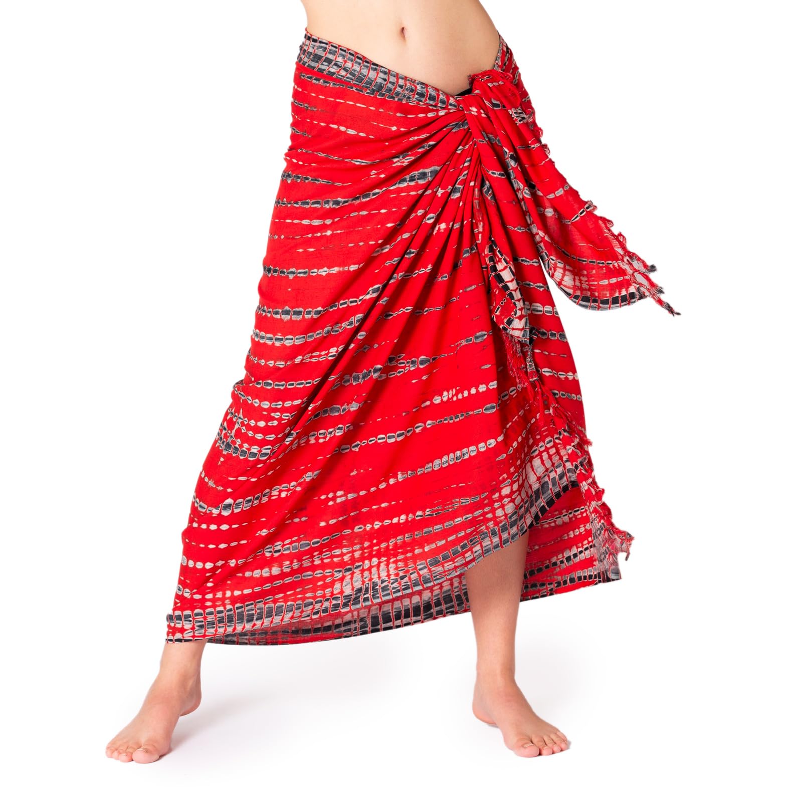 PANASIAM Sarong tiedye style, red black, 190x116cm