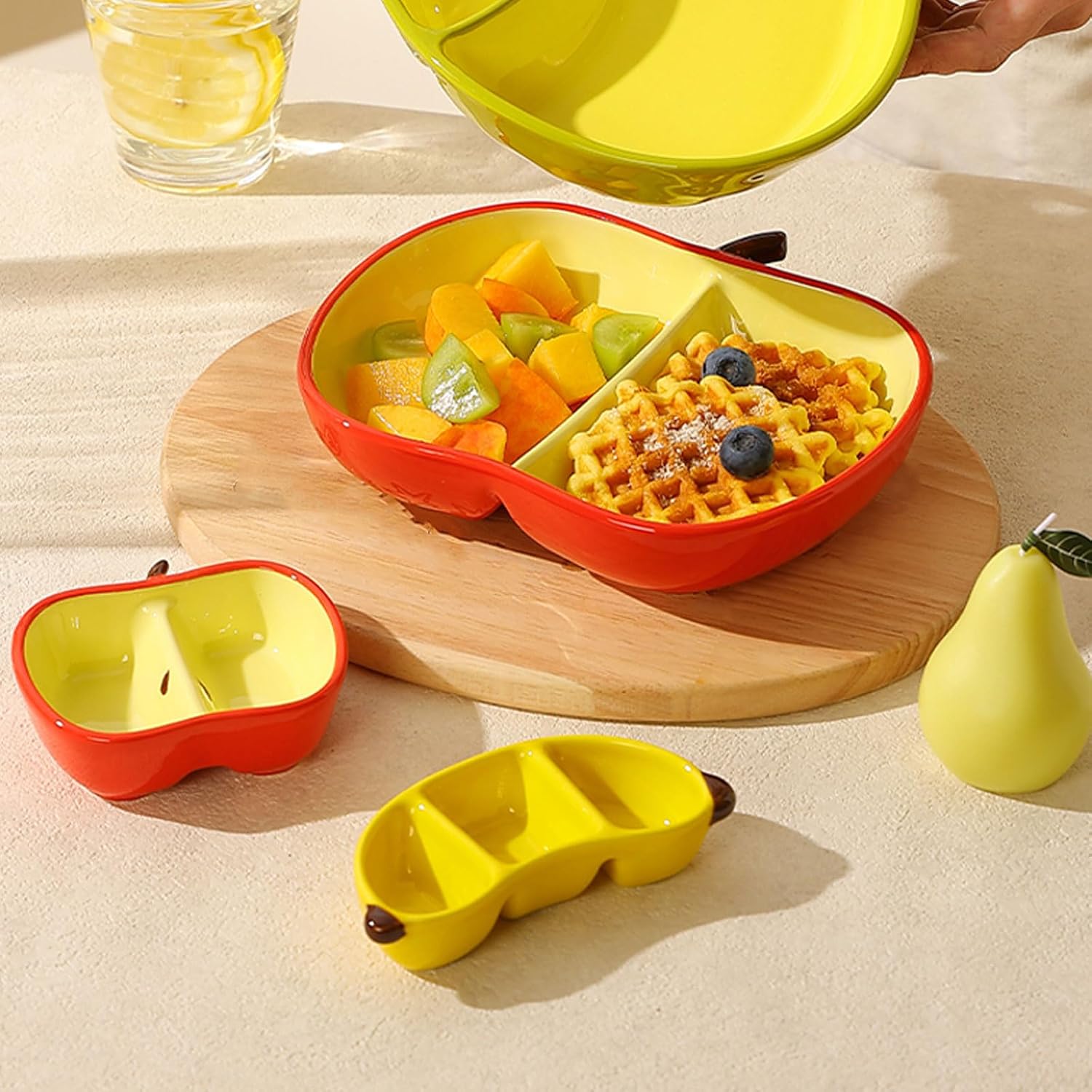 Cranberry Sauce Serving Dish Cute Fruit Shapes Snack Plate Chip and Dip Sauce Candy Dishes Fun Ceramic Bowls for Home Party-C