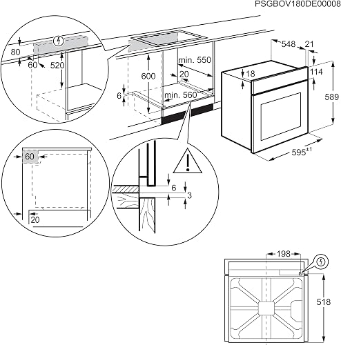 Electrolux EOF4P46X Multifunktions-Backofen, 72 l, Klasse A+, SurroundCook, Pyrolytische Reinigung, 589 x 594 x 569 mm, Edelstahl Anti-Fingerabdruck - 5