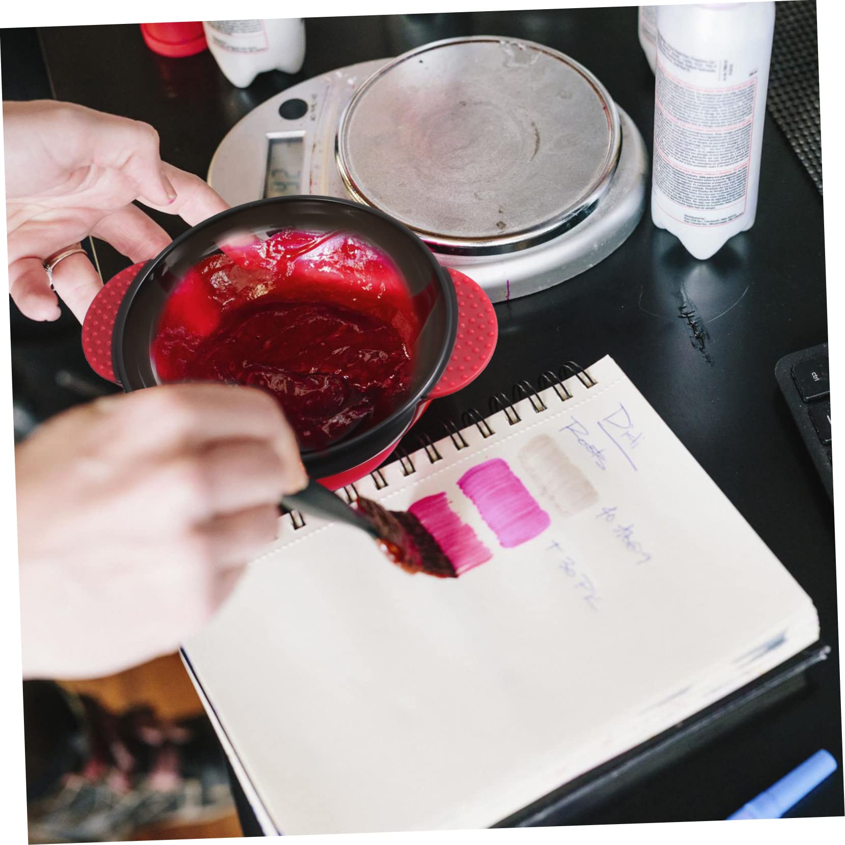 VICASKY 2sets Silicone Hair Dye Bowls Diy Hair Coloring Bowl Set Pink Dyeing for Barbershop 3pcs*2